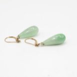 2x green jade teardrop earrings jade is 25mm long 7.6g