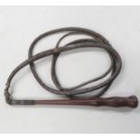Bullwhip or horse whip with hardwood handle good condition