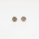 Pair of 9ct gold and diamond flower earrings 1.2g