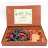 Rose Chess set cast pewter pieces with box