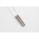 9ct gold vintage diamond pendant on chain (2.4g)