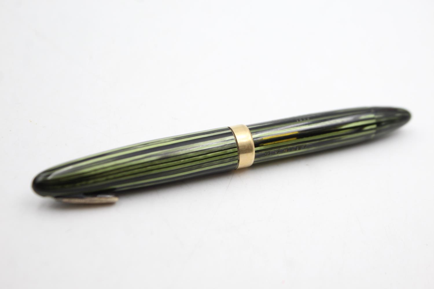 Vintage SHEAFFER Triumph Tuckaway Green FOUNTAIN PEN w/ 14ct Gold Nib WRITING - Bild 6 aus 6