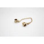 14ct gold pandora double charm with safety chain (2.6g)