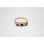 9ct gold pearl & amethyst ornate gypsy setting ring (1.9g) Size Q