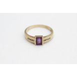 9ct gold amethyst & diamond ring (2.4g) Size O