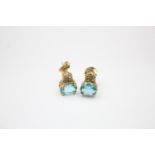 9ct gold diamond & apatite stud earrings (1.8g)