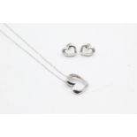 9ct white gold diamond heart jewellery set w/ necklace, earrings (4.9g)