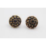9ct gold sapphire floral cluster stud earrings (5.2g)