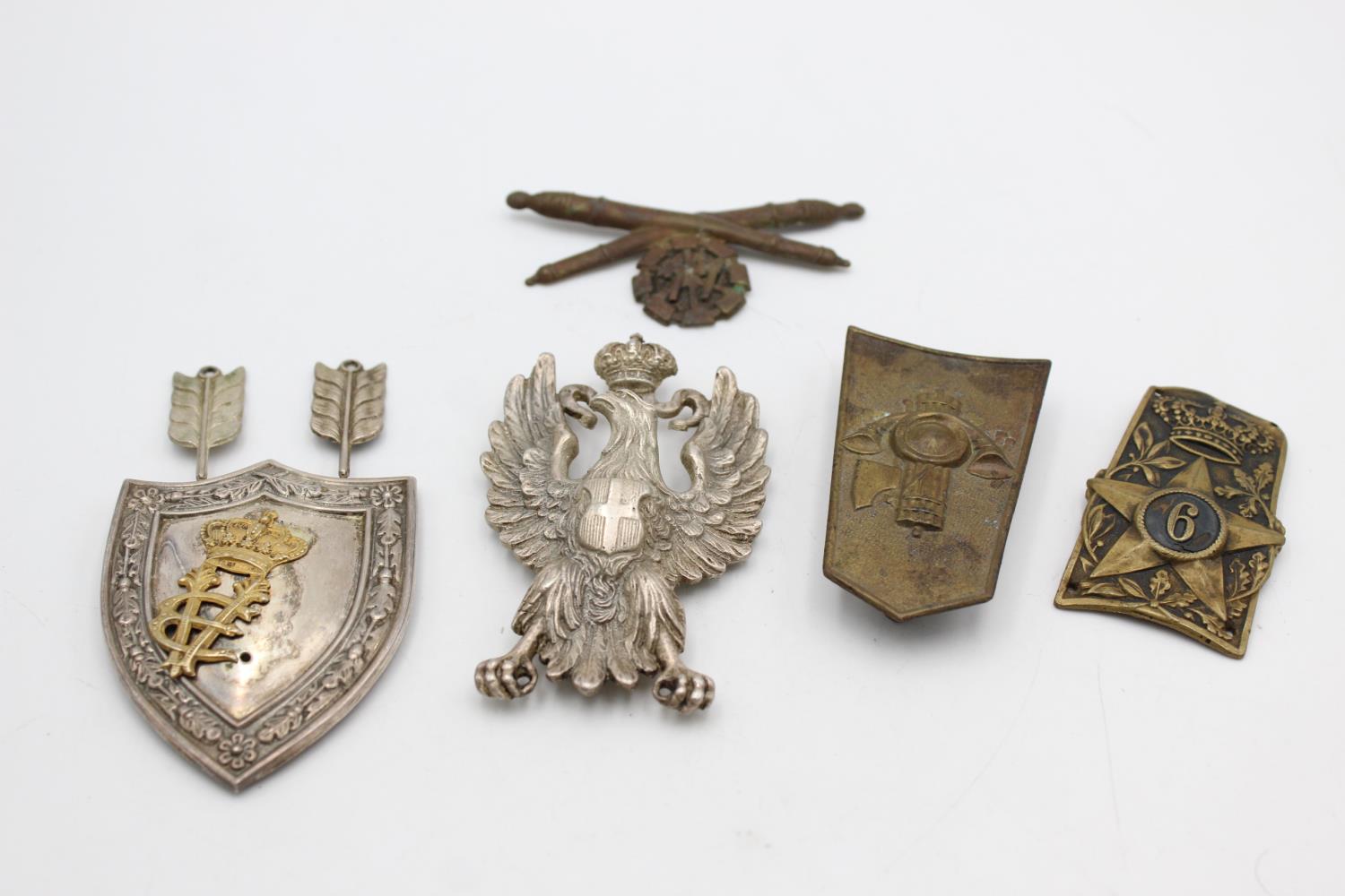 5 x Vintage ITALIAN Fascist Badges Inc WW2 Era Etc In vintage condition Signs of use & wear Please