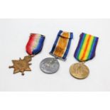 WW1 1914-15 Star Trio w/ Original Ribbons To 15311 PTE H Morris Manchester Regt In vintage condition