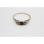 18ct gold diamond & synthetic spinel ring (1.6g) size P