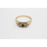 18ct gold sapphire & diamond trilogy ring (3.2g) size Q