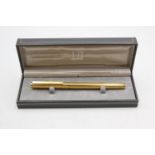 DUNHILL Gold Plated Fountain Pen w/ 14ct Gold Nib, Original Box WRITING (27g) DUNHILL Gold Plated