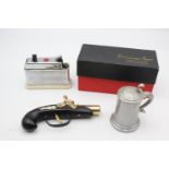 3 x Assorted Vintage TABLE LIGHTERS Inc. Dunhill Tankard & Boxed Derringer Gun UNTESTED Items are in