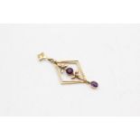 9ct gold vintage amethyst lavalier pendant (1.4g)