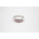 9ct white gold ruby & diamond fronted ring (3g) size N