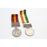 BOER WAR Medal Pair 3 Bar Q.S.A & 2 Bar K.S.A To 7672 PTE W.J Bishop Coldstream Guards In antique