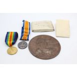 WW1 Named Medal Pair w/ Death Plaque Medals To 61806 PTE A.Hall - Northumberland Fusiliers, &