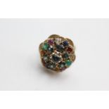 9ct gold multi-gemstone princess harem ring (6.7g) size M