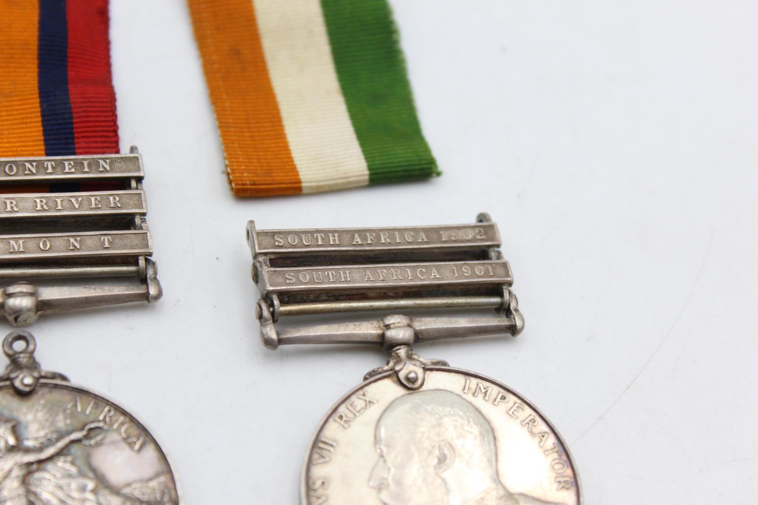 BOER WAR Medal Pair 3 Bar Q.S.A & 2 Bar K.S.A To 7672 PTE W.J Bishop Coldstream Guards In antique - Image 4 of 7