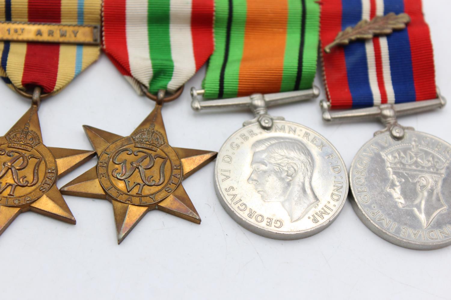 WW2 Mounted Medal Group Inc Africa Star, 1st Army Bar, M.I.D Oakleaf Etc In vintage condition - Image 3 of 5