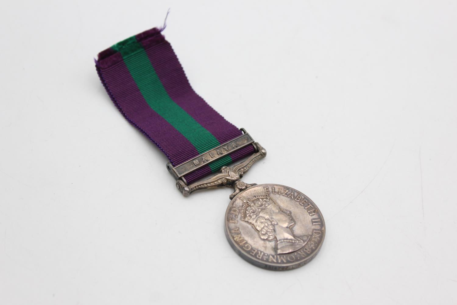ER.II G.S.M Malaya Clasp Medal To 3514792 L.A.C F.H Hunt R.A.F In vintage condition Signs of use &