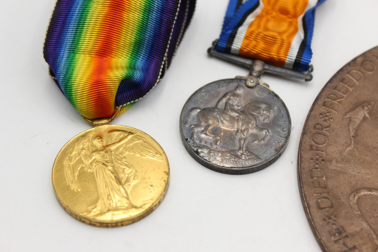 WW1 Named Medal Pair w/ Death Plaque Medals To 61806 PTE A.Hall - Northumberland Fusiliers, & - Image 3 of 7