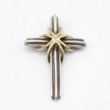Tiffany and Co 1" cross 925 silver with 18ct crossover beading fully HM to Tiffany's 3.7g