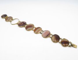 Antique gold plated agate panel bracelet - as seen