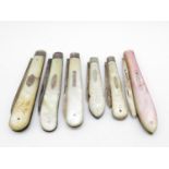 collection of 6x silver and mother of pearl penknives 165.3g