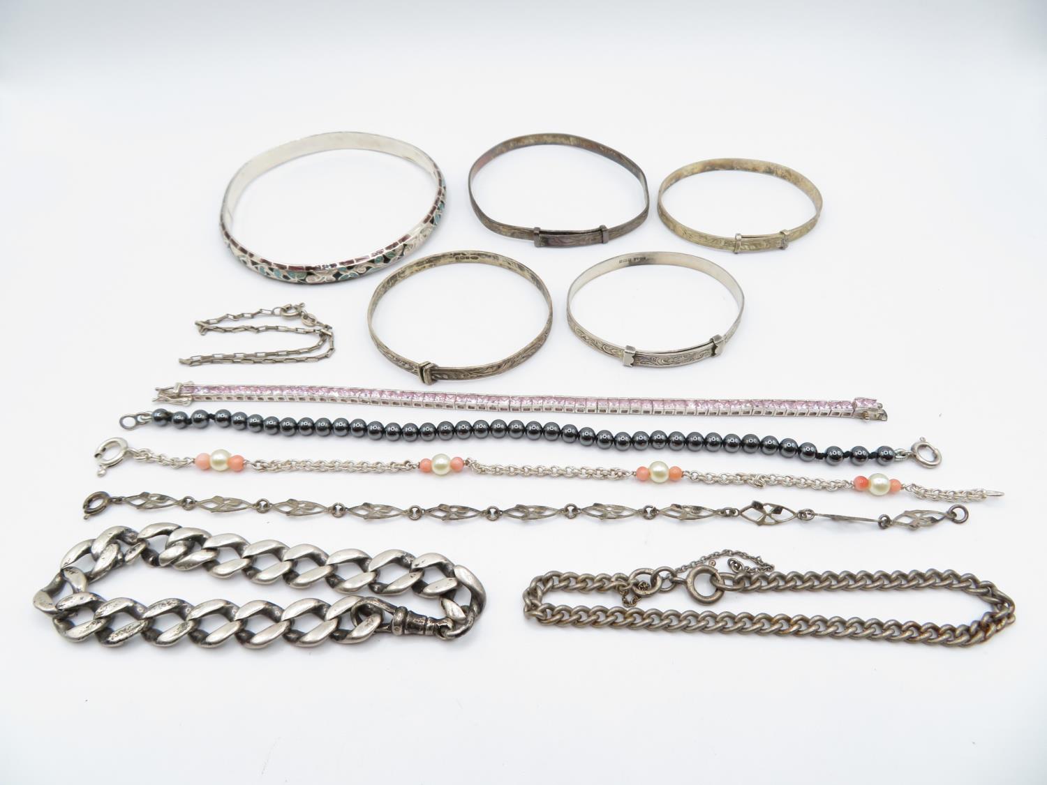 Collection of silver bracelets 93g