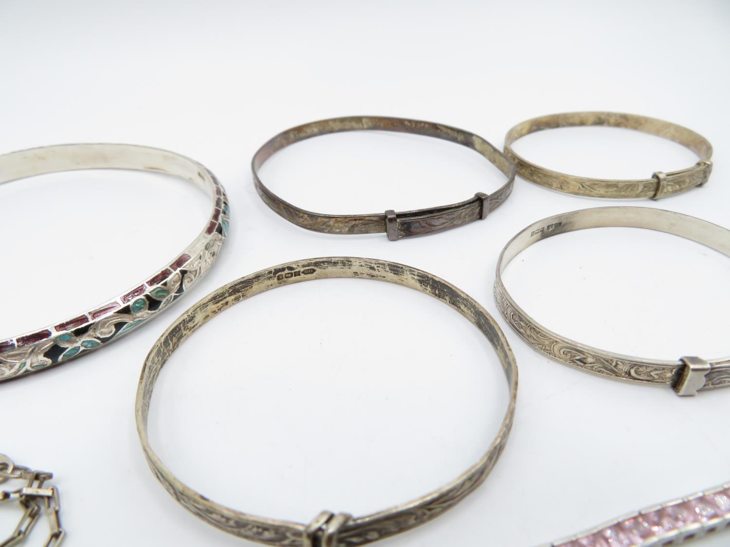 Collection of silver bracelets 93g - Image 2 of 4