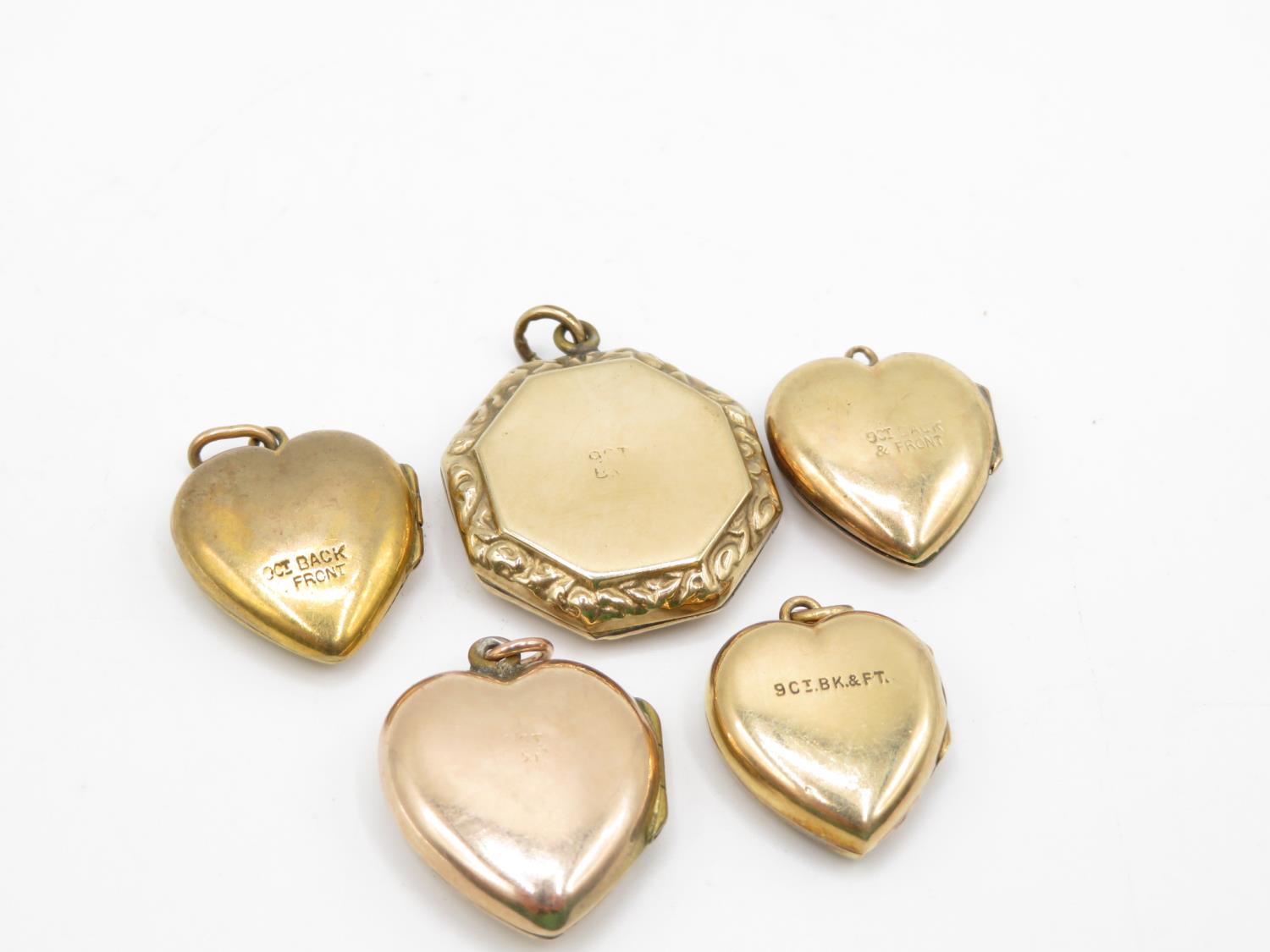 5x 9ct back and front lockets 15.1g - Image 3 of 4