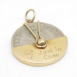 9ct gold sixpence holder including sixpence with inscription Just in Case 4.5g including coin
