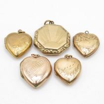5x 9ct back and front lockets 15.1g