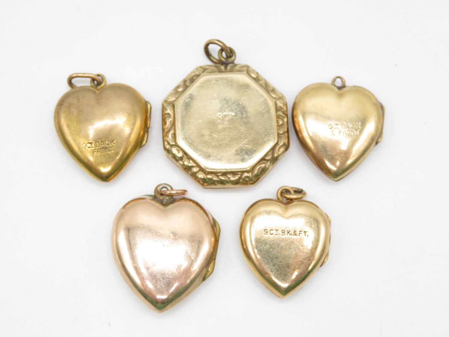 5x 9ct back and front lockets 15.1g - Image 4 of 4