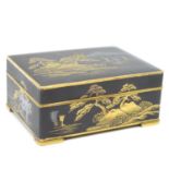 2.5" x 2" Japanese pill box with gold and silver embossed Mount Fiji summit and trees with