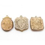 Set of 3x back and front 9ct gold lockets 13.5g