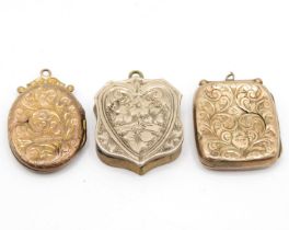 Set of 3x back and front 9ct gold lockets 13.5g