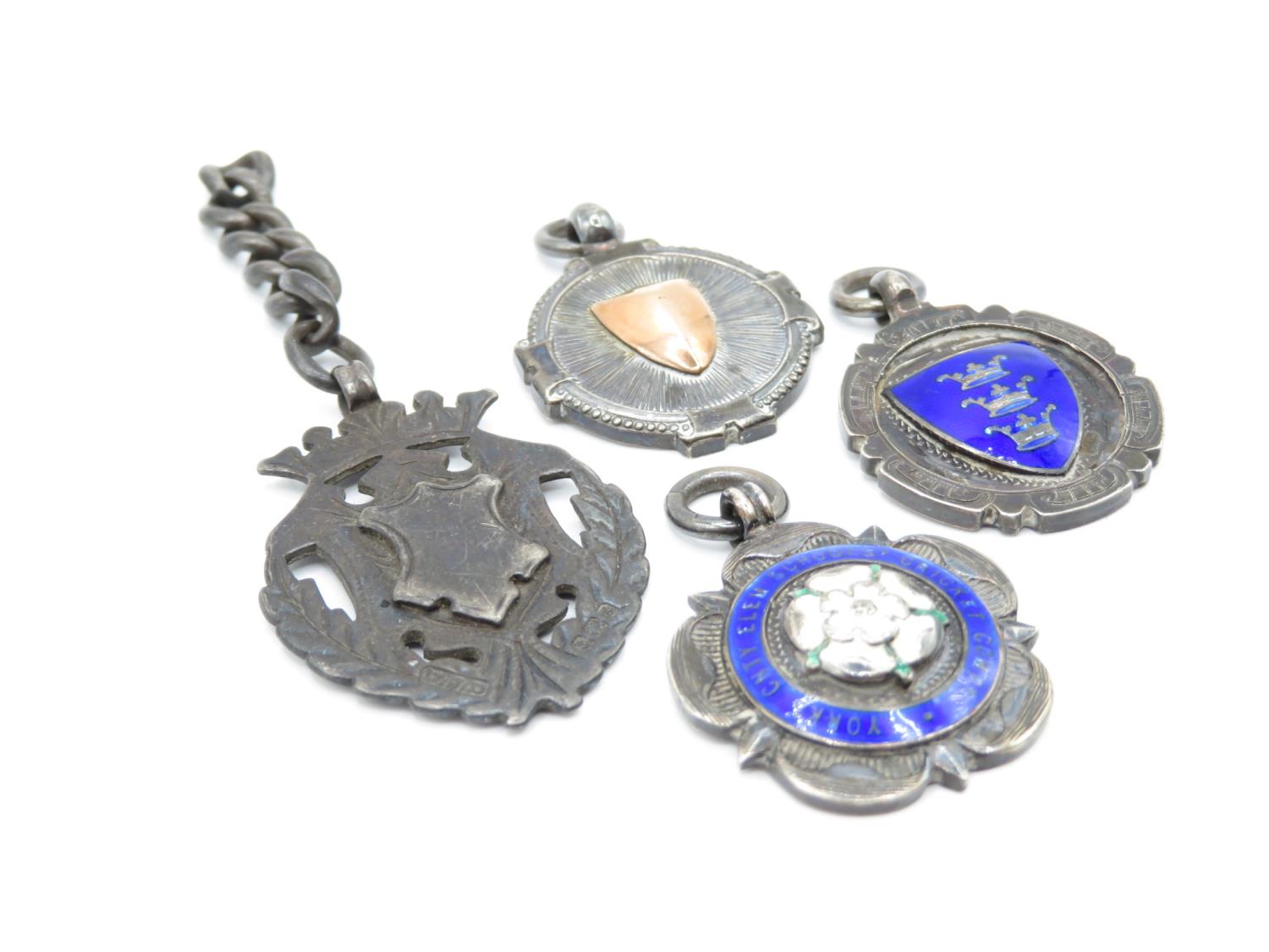 4x silver and enamel watch fobs - Image 2 of 3