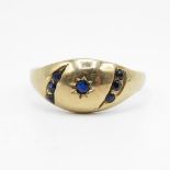 Antique 9ct gold gypsy style ring with garnets size N 1.9g