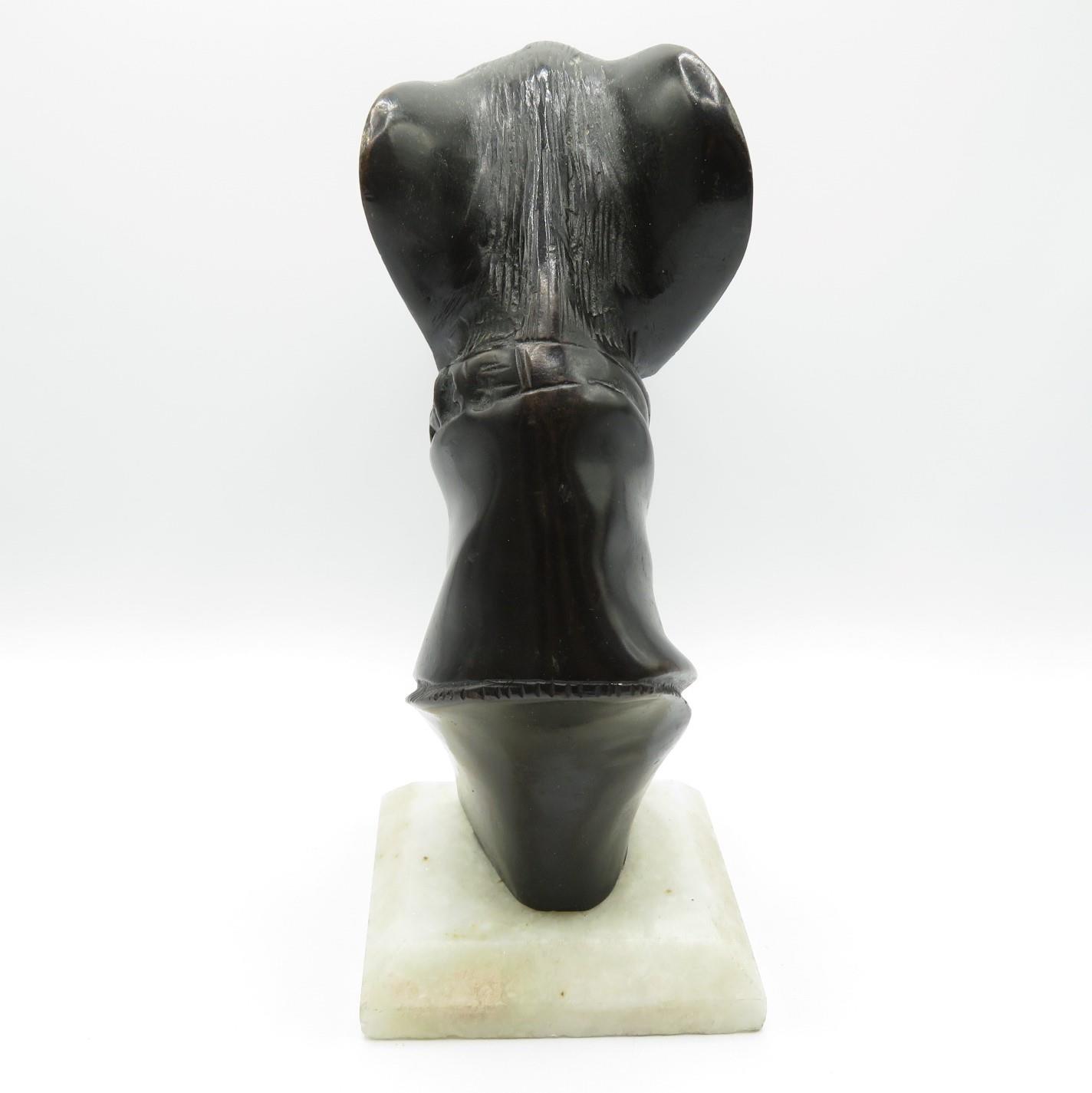 Cast bronze Greyhound head 7" tall on marble base - Image 3 of 3