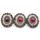 Austro Hungarian antique garnet and seed pearl brooch with 925 sterling silver settings boxed