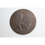 WW1 Death Plaque Named John Marshall Trevarthen Diameter - 12.5cm In antique condition Signs of