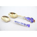 2 x Vintage Stamped .925 STERLING SILVER A.Michelsen Denmark Spoons w Enamel 86g APPROX Length -