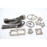 7 x Antique / Vintage LADIES VANITY Inc. Rhinestone Flapper Belt & Belt Buckles Items are in antique