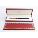 MUST DE CARTIER Black Lacquer FOUNTAIN PEN w/ 18ct Gold Nib WRITING Boxed MUST DE CARTIER Black