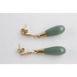 14ct gold topped jadeite drop earrings (5.6g)