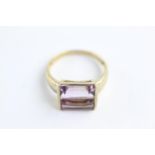9ct gold amethyst fronted ring (3g) Size N