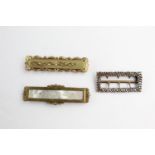 3 x Antique / Vintage LADIES VANITY Brass Belt Buckles Inc. Mother of Pearl Items are in antique /